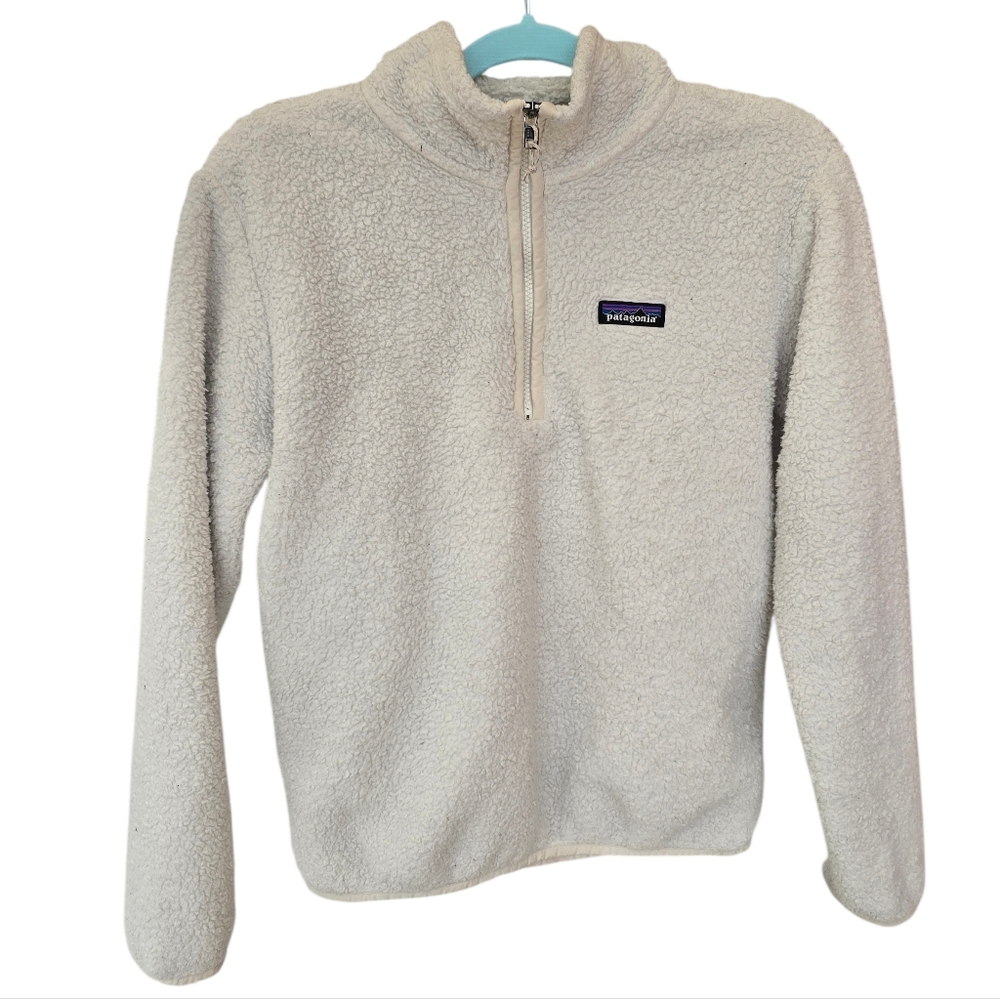 Patagonia Los Gatos Fleece Pullover Womens Medium White Sherpa Quarter Zip